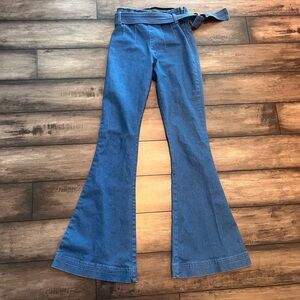 High-Rise Blue Flare Vintage inspired 70s 1970s Women's Jeans Brazilian Denim